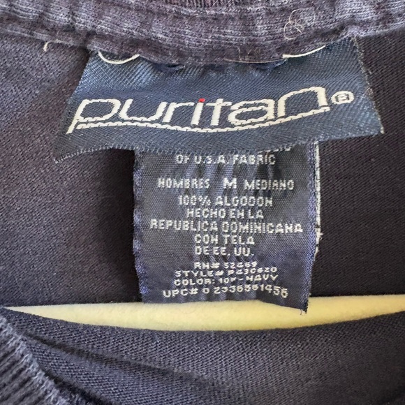 Vintage - Puritan 100% Cotton Men’s Long Sleeve Crew Neck Shirt - Medium - Navy - Picture 2 of 4